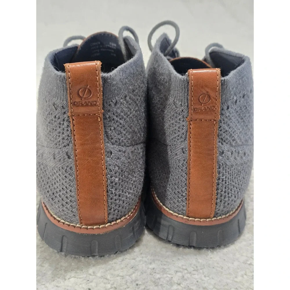 Cole Haan Zerogrand Stitchlite Chukka Boots Grey Knit Wingtip Mens 11.5 M C29426